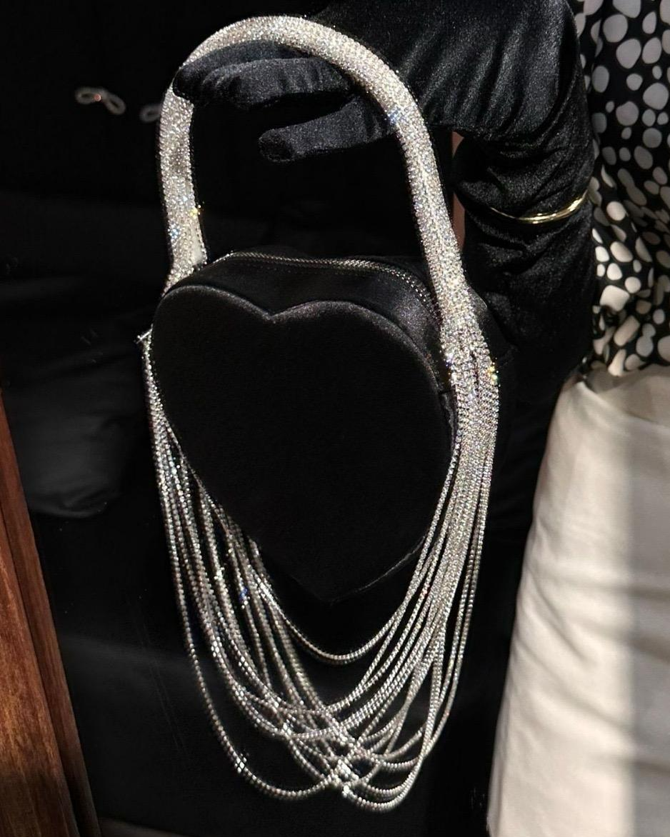 Pankh Heart Tassel Party Wear Clutch Bag