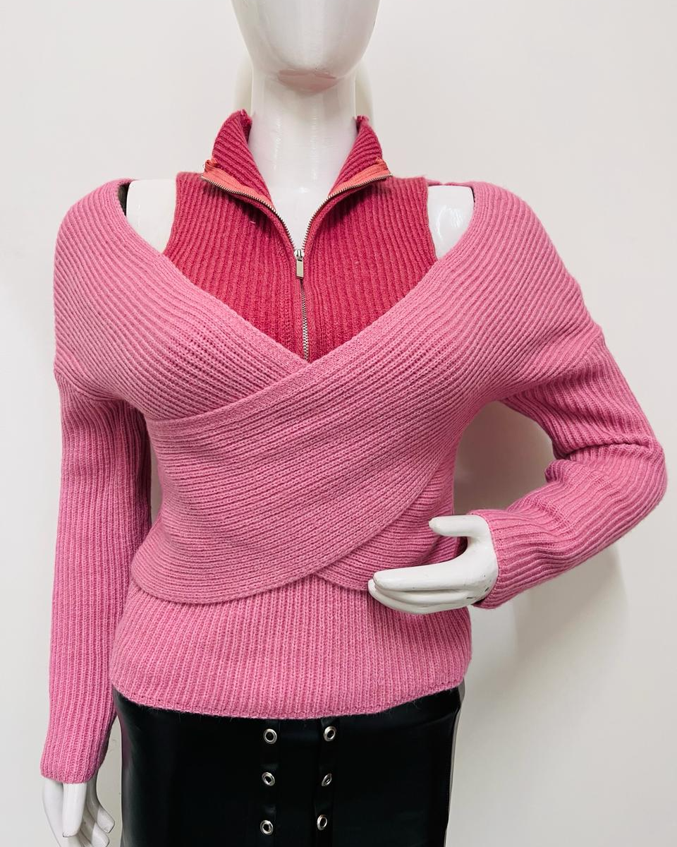 Pankh Marcia Dual Shade Knit Wool Top