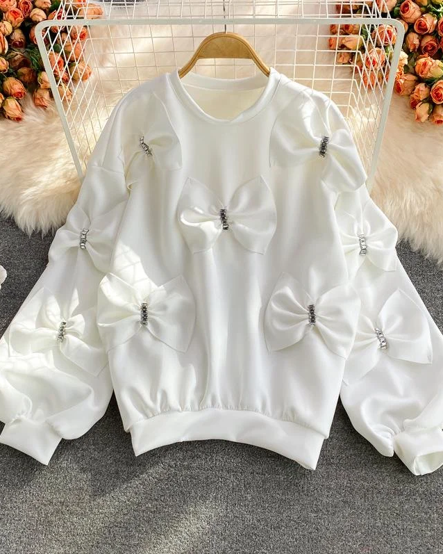 Pankh Otik bow embelished sweatshirt