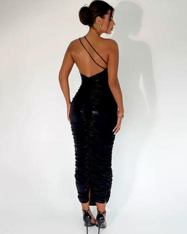 Pankh Zoa Metallic Shimmer Backless Maxi Party Wear Dress