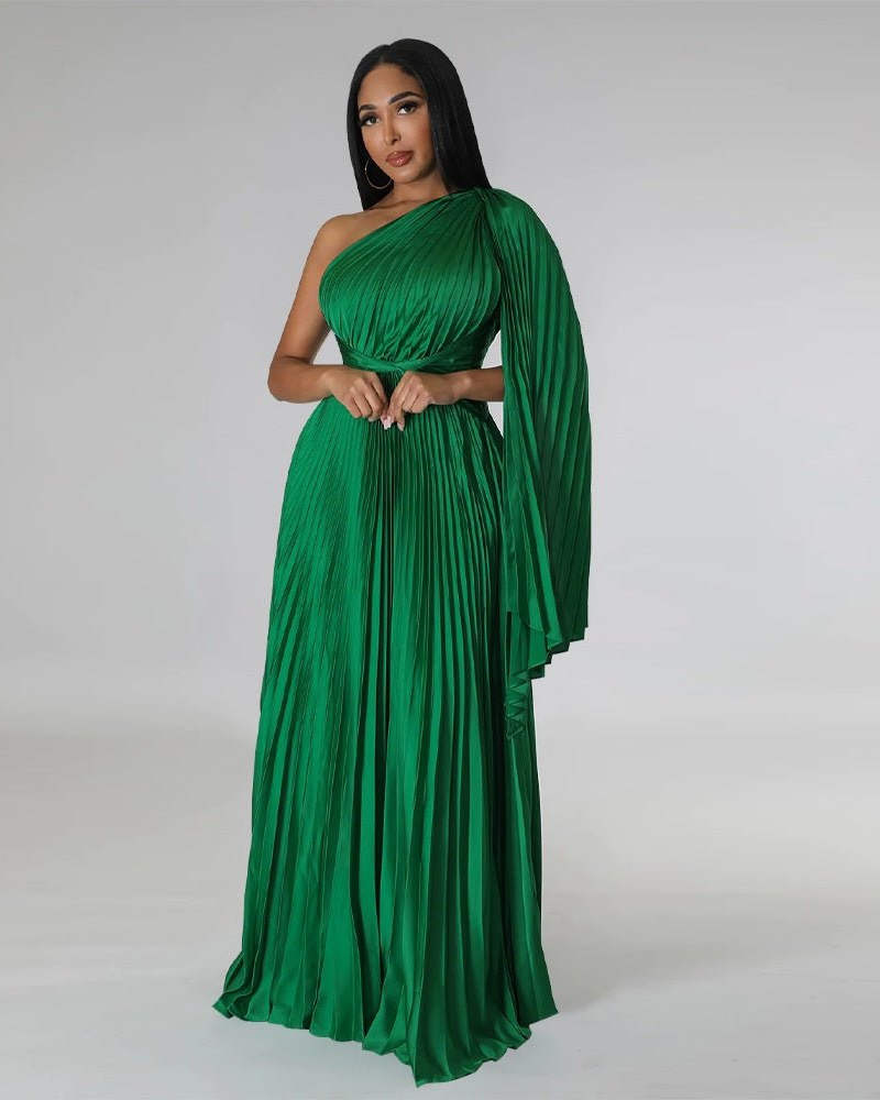 Tiffany satin blend one off shoulder Pleated Dress