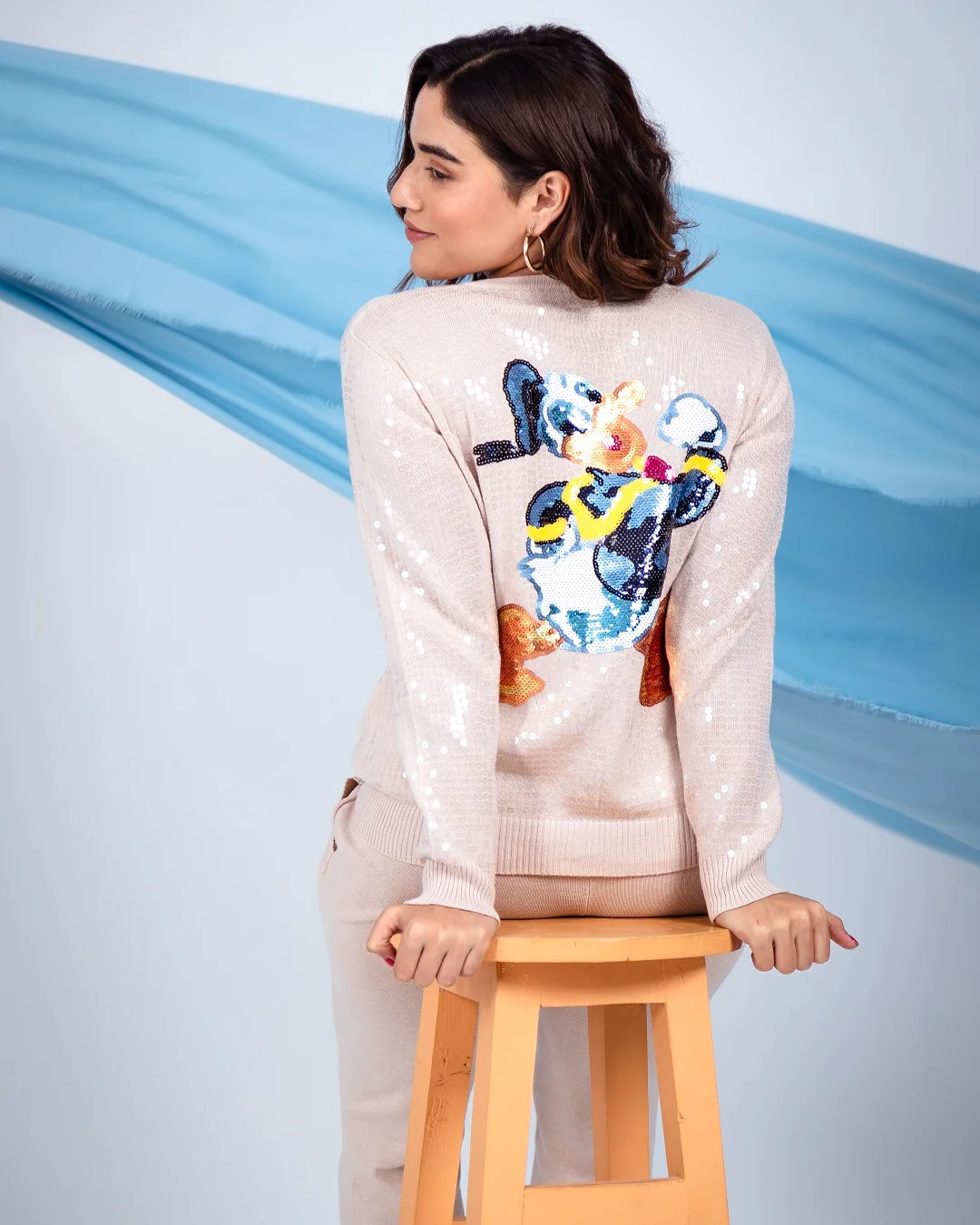 Pankh Peppy Donald Knit Wool Sequin Jacket and Pant coord set