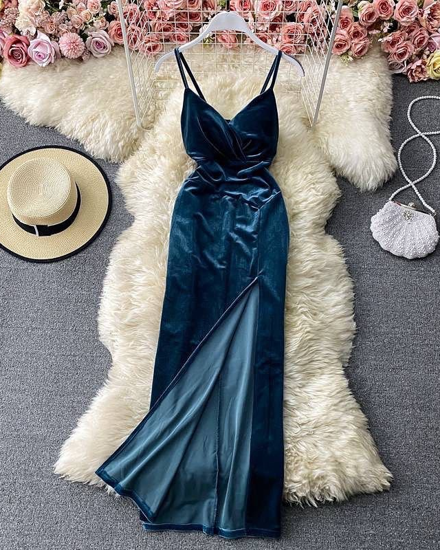 Pankh Reeya Velvet front slit party Dress