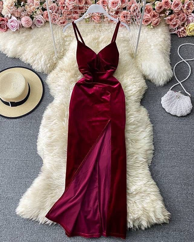 Pankh Reeya Velvet front slit party Dress