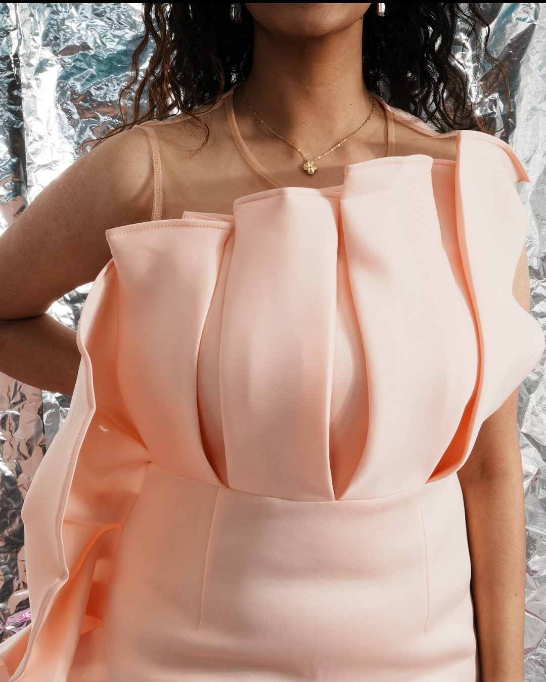 Pankh Irina Ruffle Partywear Scuba Short Dress