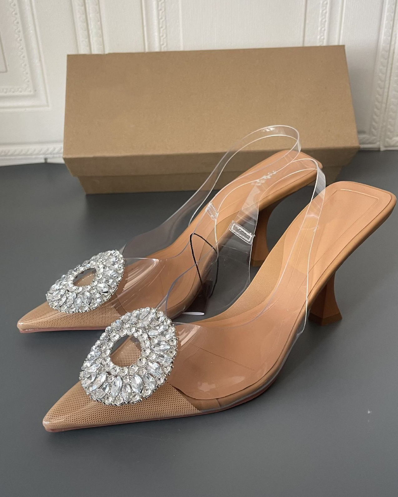 Pankh Pvc Transparent Pumps Perspex Heel Spike High Heels