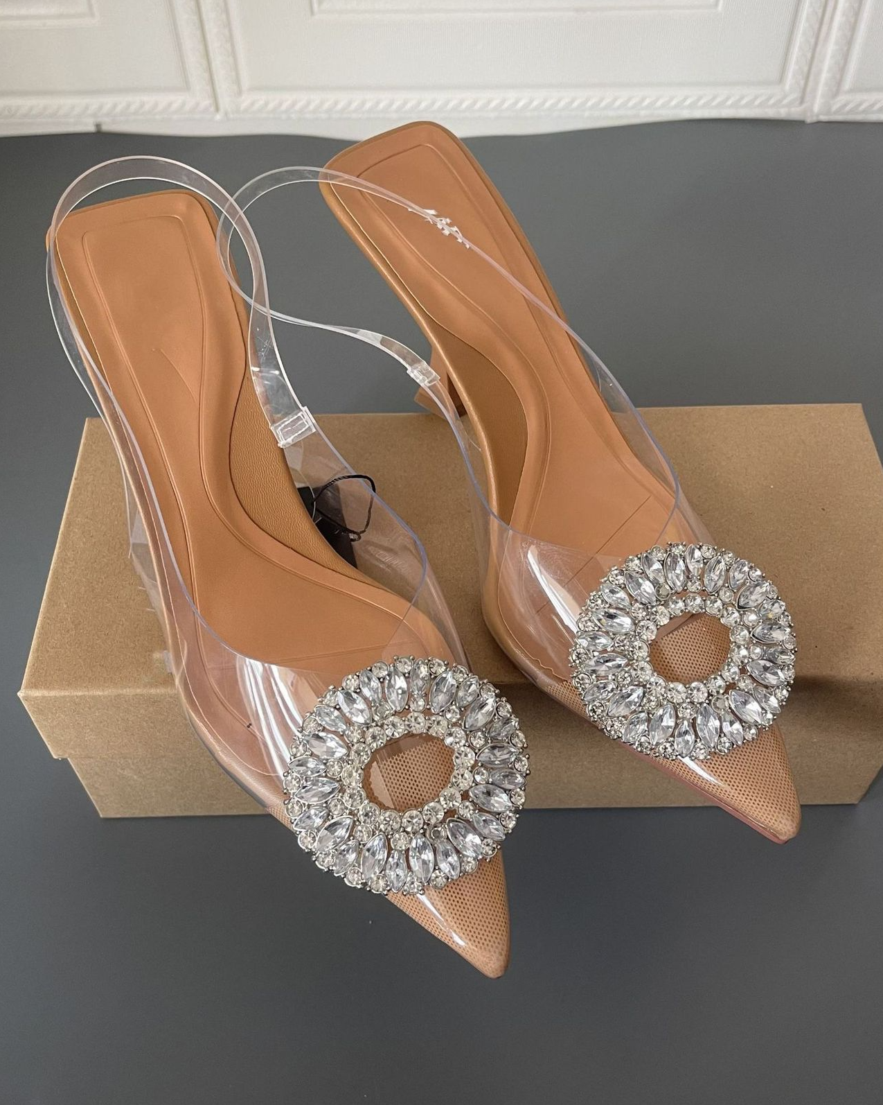 Pankh Pvc Transparent Pumps Perspex Heel Spike High Heels