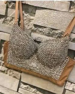 Women New Bright Night Rhinestone Gaga Bustier Corset Blouse