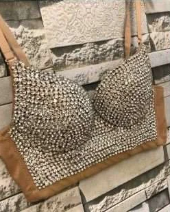 Women New Bright Night Rhinestone Gaga Bustier Corset Blouse