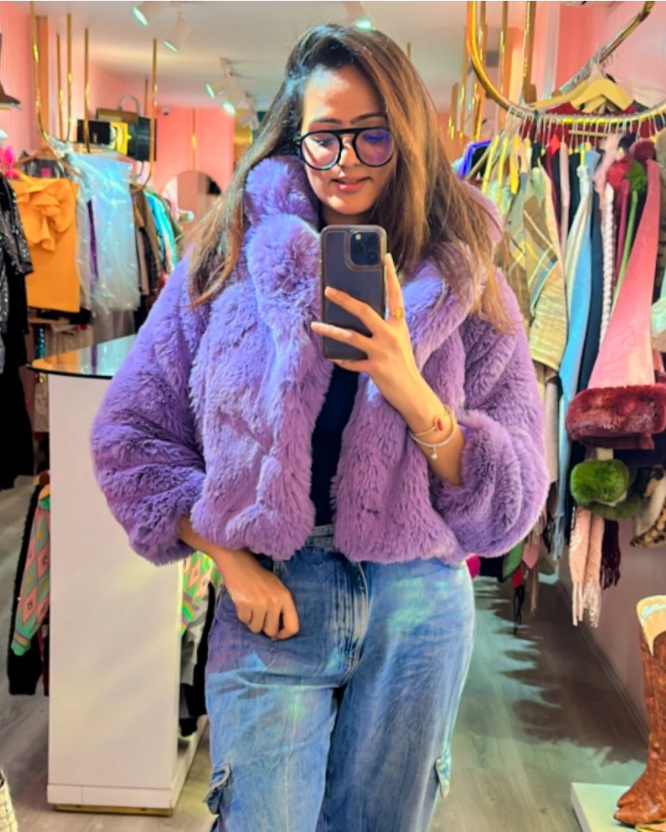 Pankh Candy Woolen Fur Coat
