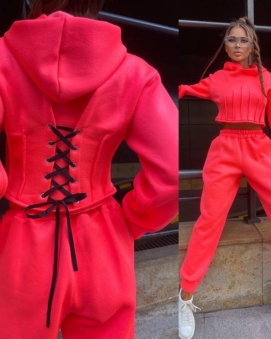 Max Luxe Fleece Corset Hoodie and Jogger Track Set