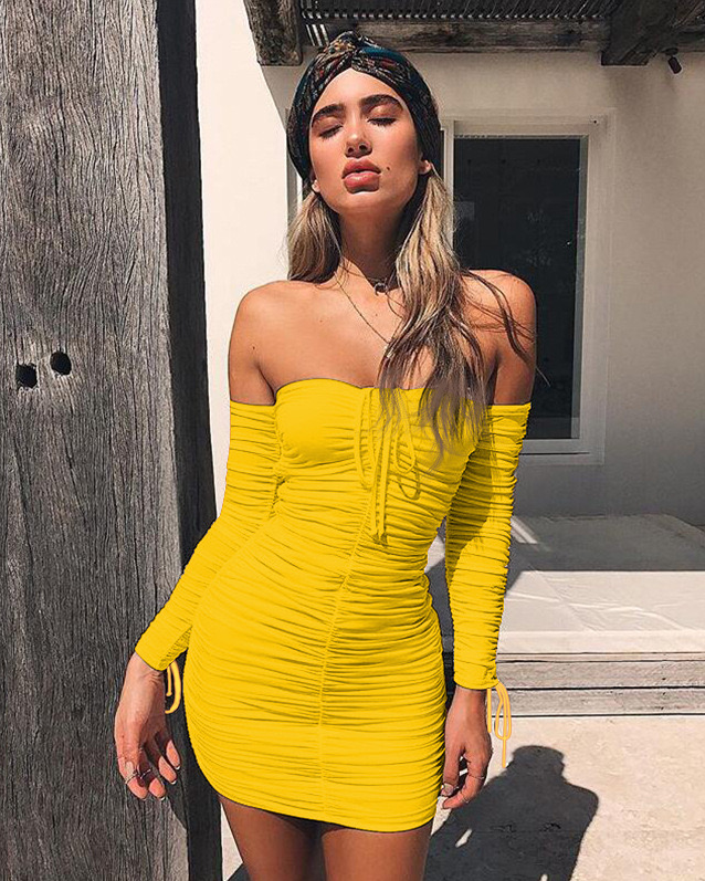 Pankh Emmy Off Shoulder Ruched Mini Bodycon Dress