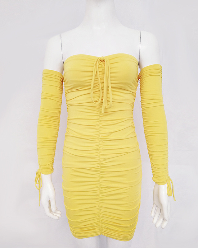 Pankh Emmy Off Shoulder Ruched Mini Bodycon Dress