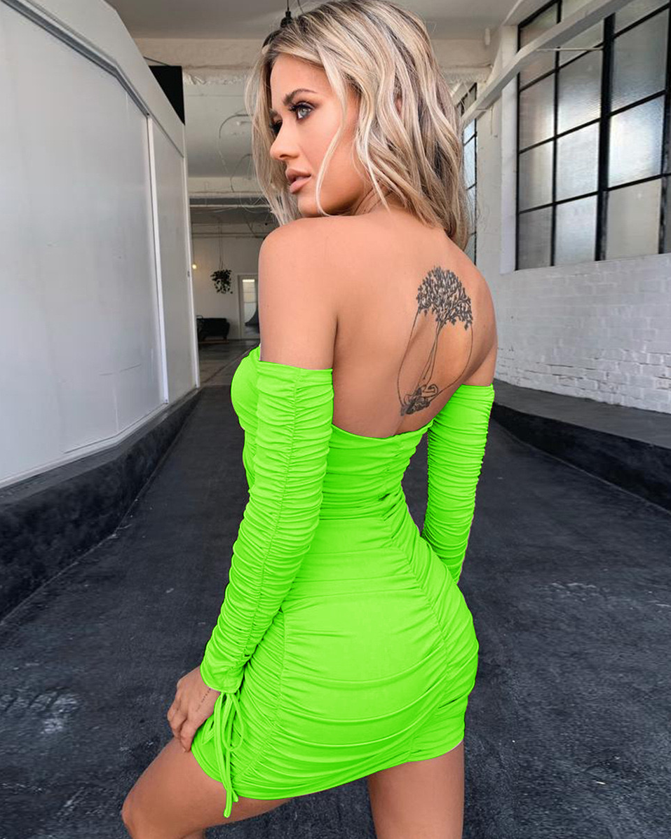 Pankh Emmy Off Shoulder Ruched Mini Bodycon Dress