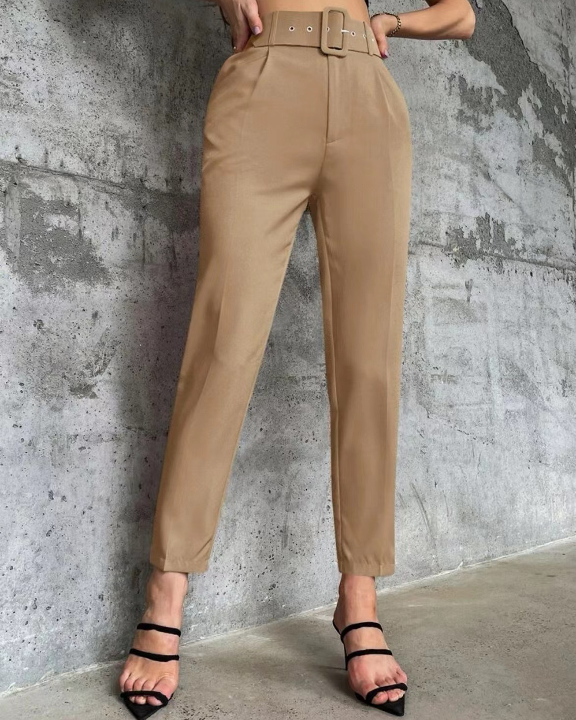 MIA belted women high waist straight pant (without belt)
