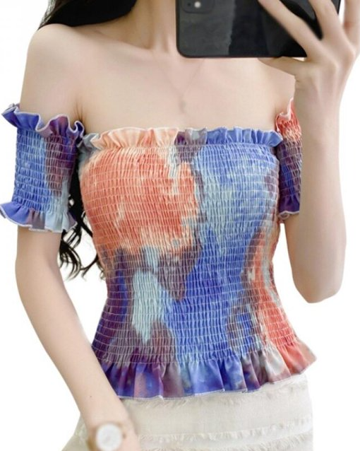 Pankh Mir Tie and Dye Off Shoulder Summer Blouse