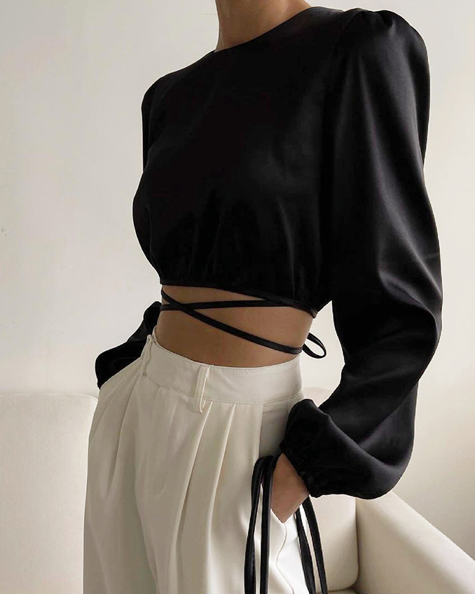 Pankh Katie Satin Tie Up Blouse