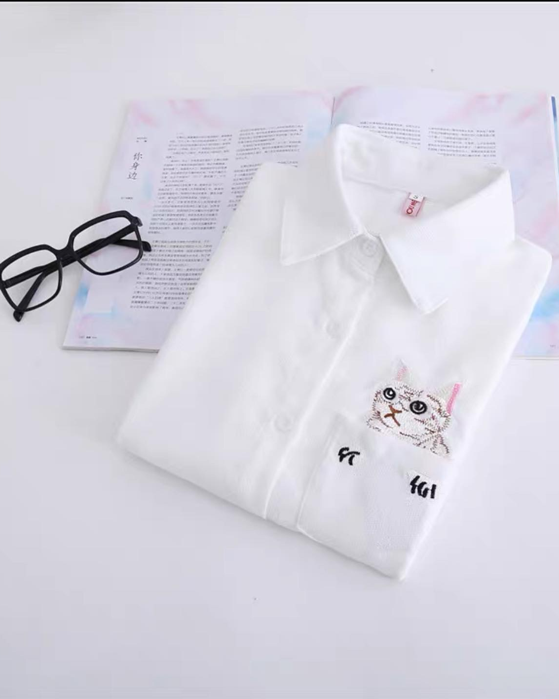 MONSTA EMBROIDERED CAT AUTUMN SHIRT (fits upto size l)