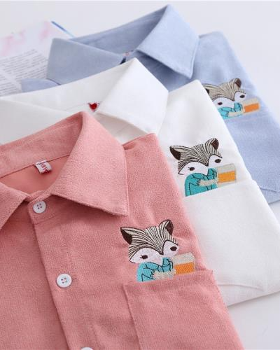 MONSTA EMBROIDERED CAT AUTUMN SHIRT (fits upto size l)