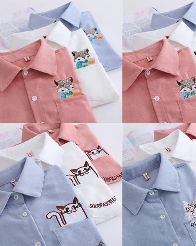 MONSTA EMBROIDERED CAT AUTUMN SHIRT (fits upto size l)