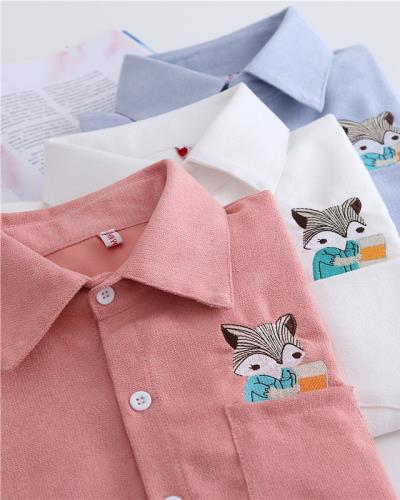 MONSTA EMBROIDERED CAT AUTUMN SHIRT (fits upto size l)
