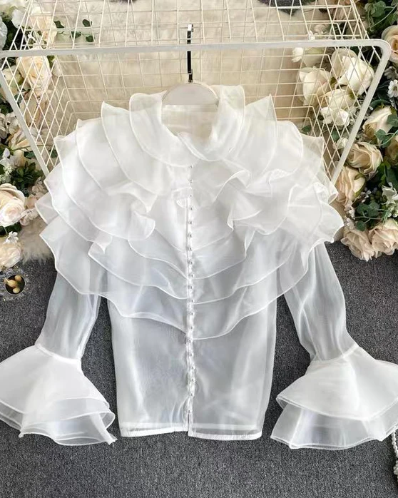 Pankh Omisha organza ruffle summer party shirt