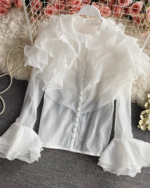 Pankh Omisha organza ruffle summer party shirt