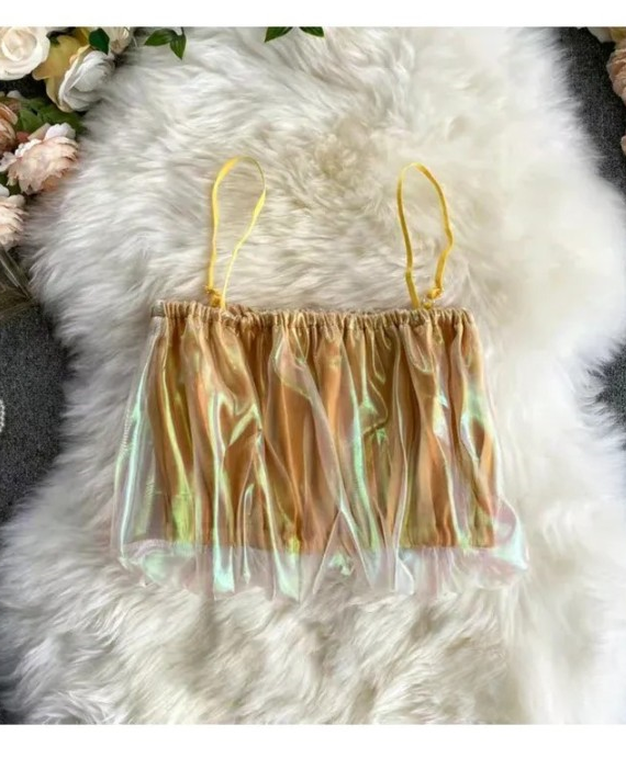 Pankh Demon Holographic Crop Top