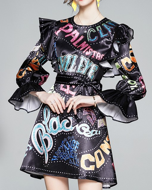 Pankh Palman Ruffle Satin Elegant Mini Dress