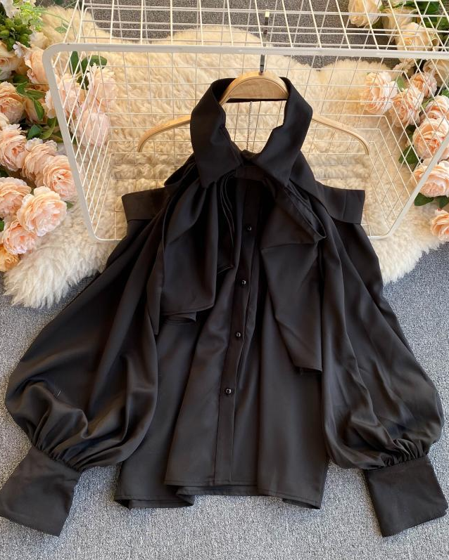Zed Off Shoulder Loose Style Shirt with Detachable Huge Bow