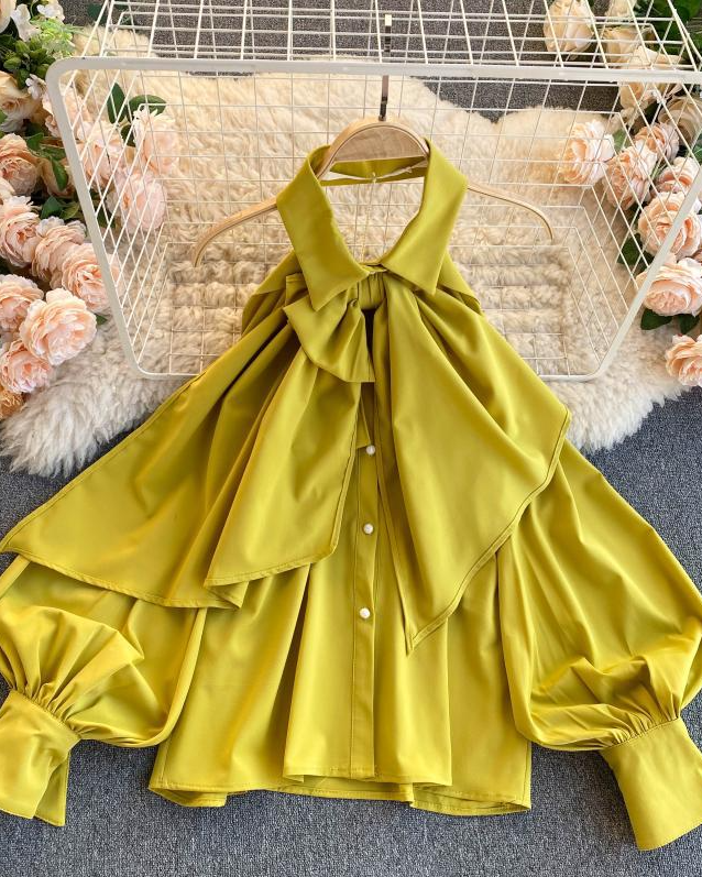 Zed Off Shoulder Loose Style Shirt with Detachable Huge Bow