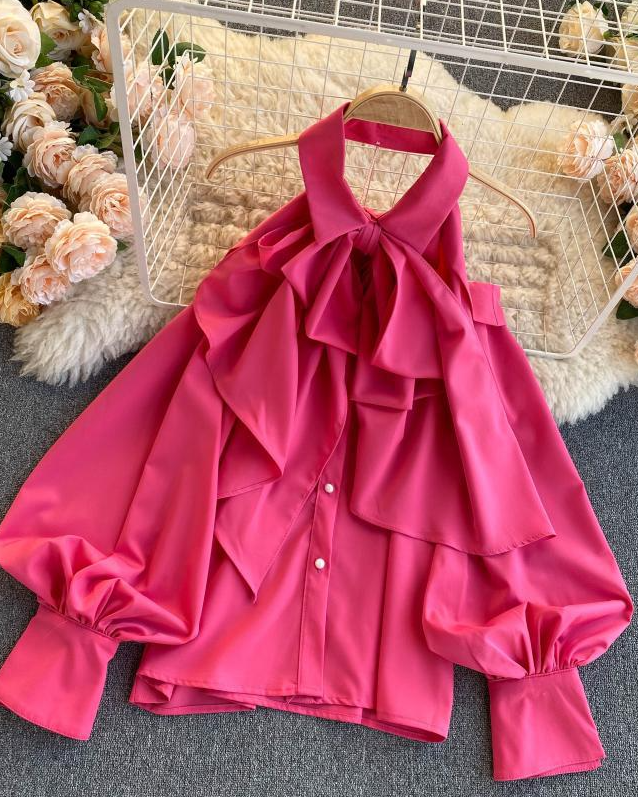 Zed Off Shoulder Loose Style Shirt with Detachable Huge Bow