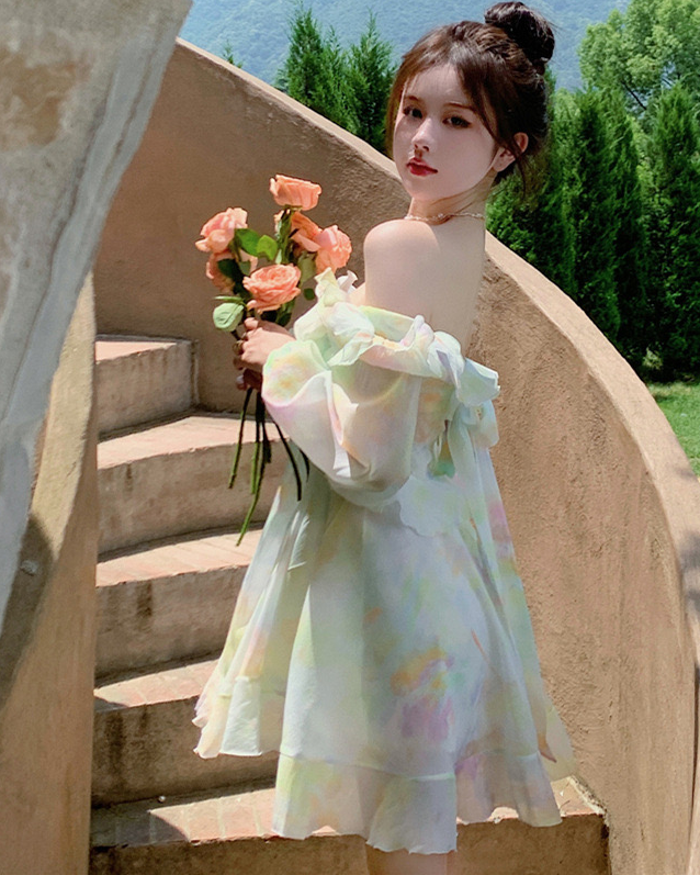 Penny Off-Shoulder Tie And Dye Printed Dress