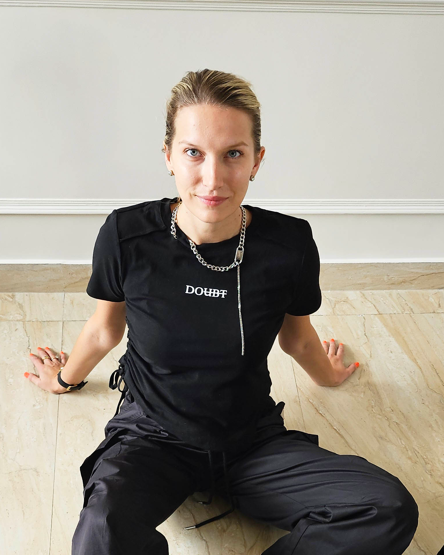 Pankh Hilton Crop Tee With Detachable Chain T-shirt