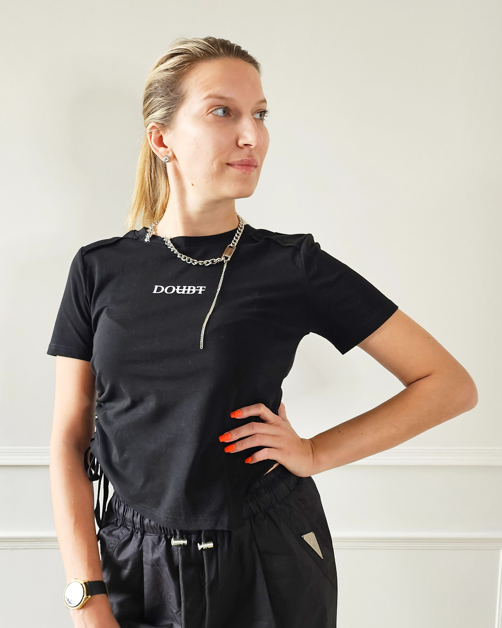 Pankh Hilton Crop Tee With Detachable Chain T-shirt