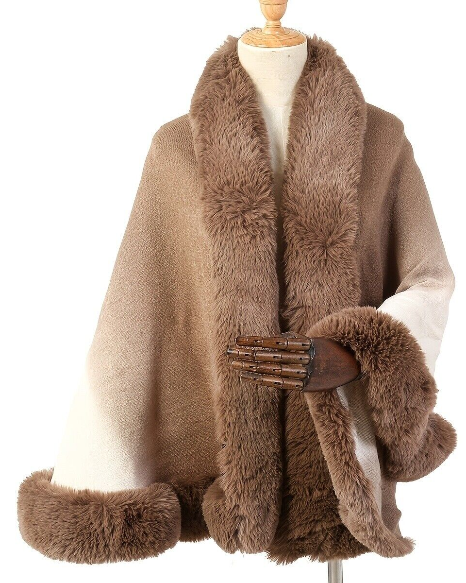 Pankh lewy woolen fur shawl/cape