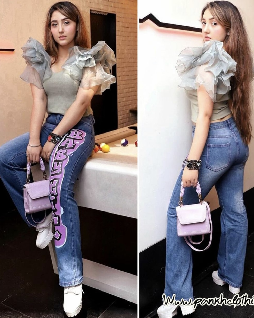 Pankh Baby Girl High Waist Denim Pants hi hi