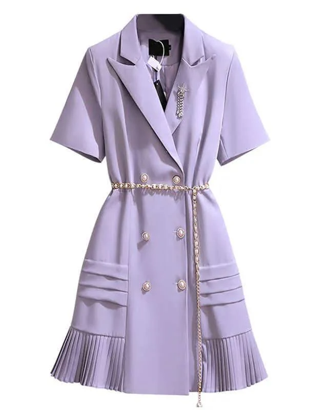 Pankh Nina Double Breasted Buttons Pleated Blazer Dress