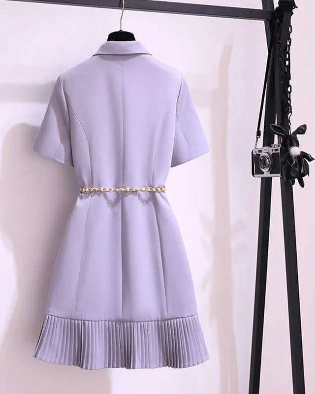 Pankh Nina Double Breasted Buttons Pleated Blazer Dress