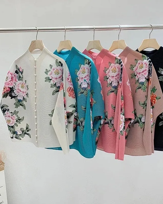 Pankh Claude Women Pin Tuck Pleated Flower Shirt