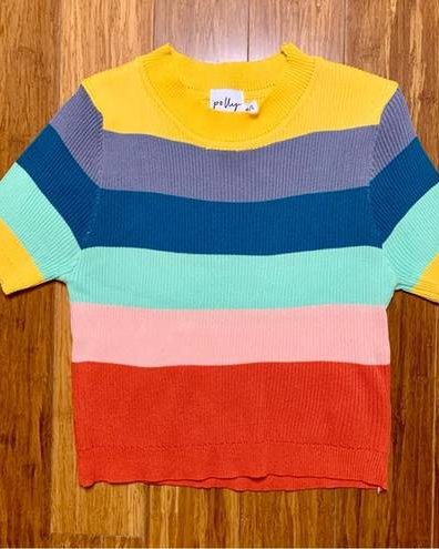 Rainbow Tshirt For Women Striped Crop Top