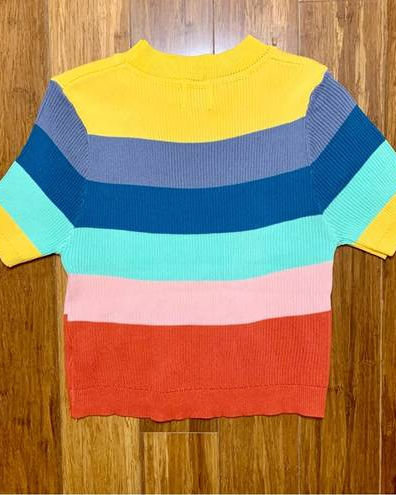 Rainbow Tshirt For Women Striped Crop Top