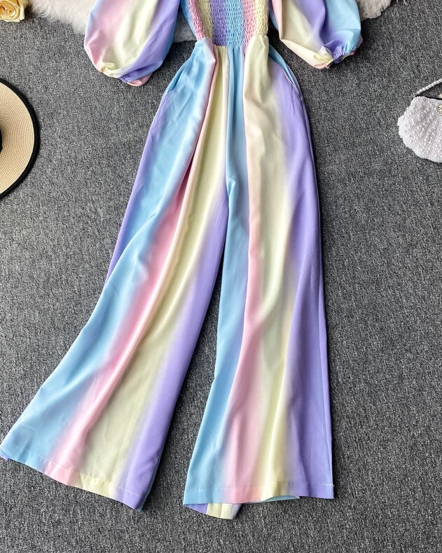 Pankh Zubair Rainbow Clinched Puff Sleeve Jumpsuit