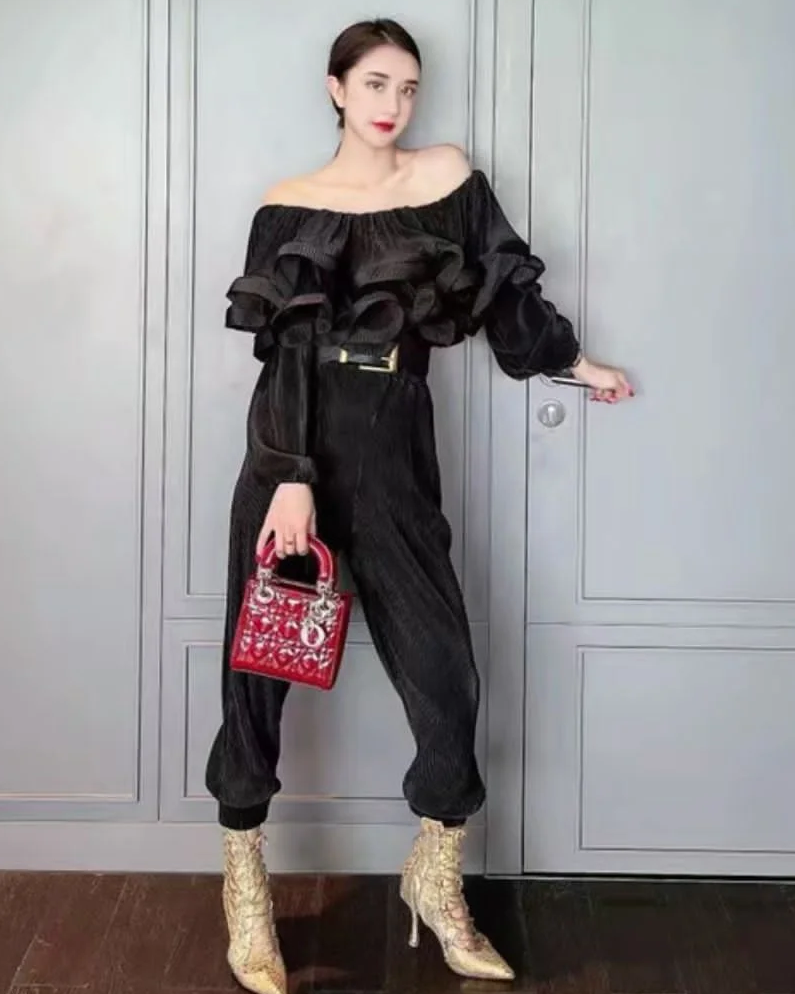 Pankh Diakri Heavy Ruffle Off Shoulder Jumpsuit