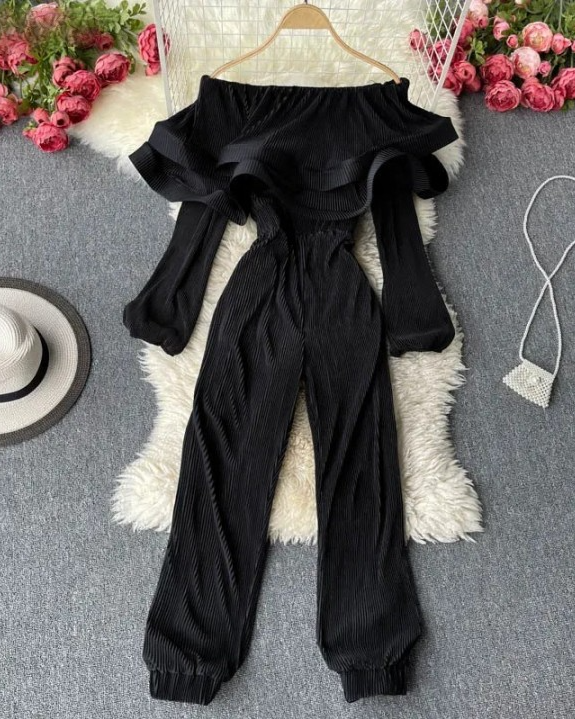 Pankh Diakri Heavy Ruffle Off Shoulder Jumpsuit