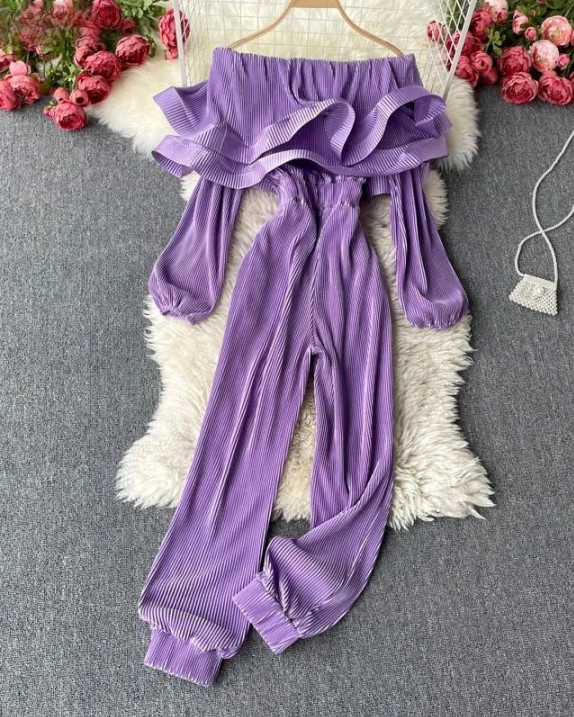 Pankh Diakri Heavy Ruffle Off Shoulder Jumpsuit