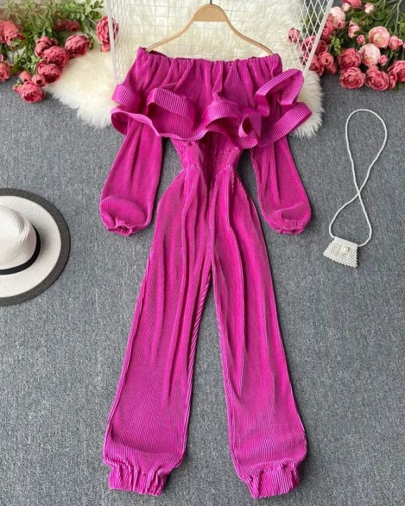Pankh Diakri Heavy Ruffle Off Shoulder Jumpsuit