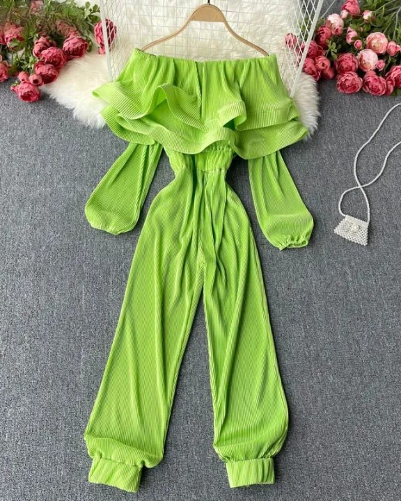 Pankh Diakri Heavy Ruffle Off Shoulder Jumpsuit