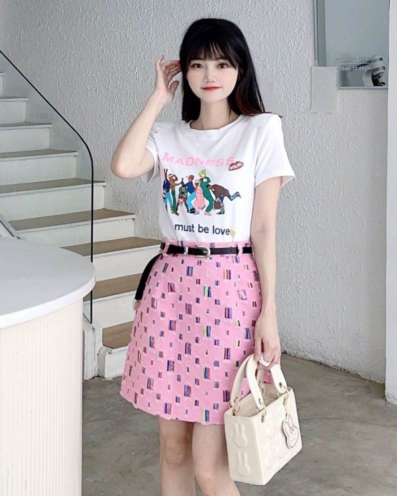 Pankh Acer Tee and Mini Denim Skirt Set