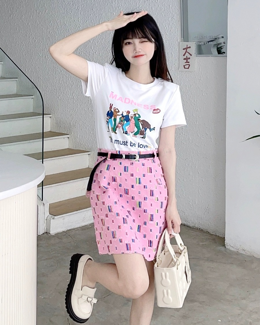 Pankh Acer Tee and Mini Denim Skirt Set